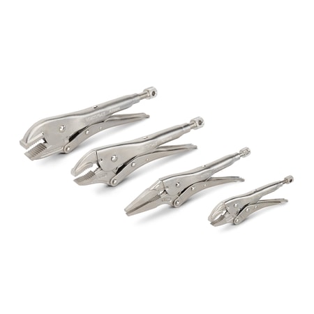 Tekton Locking Pliers Set, 4-Piece (Straight Jaw, Curved Jaw, Long Nose) PLK99902